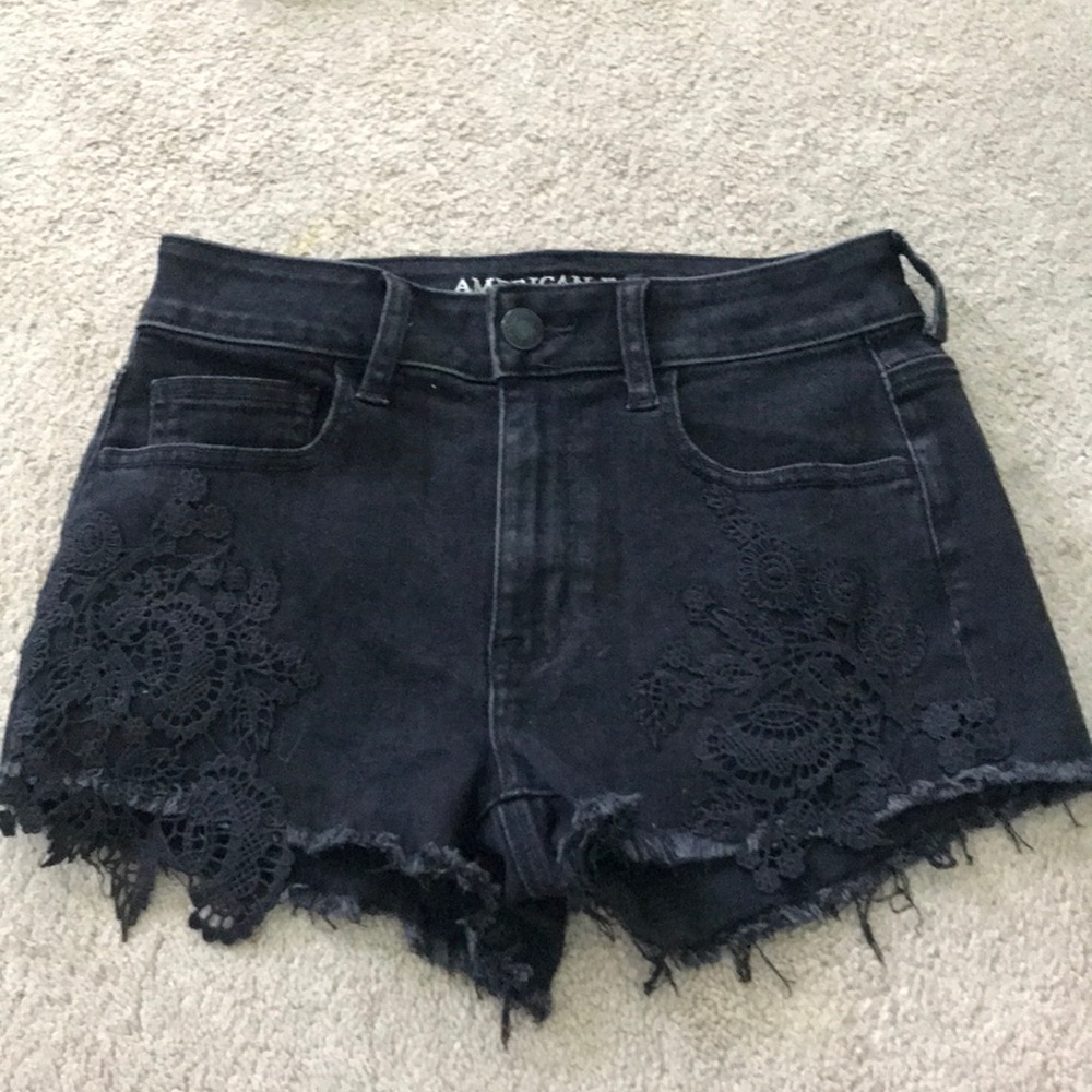 AE Black Hi-Rise Jean Shorts